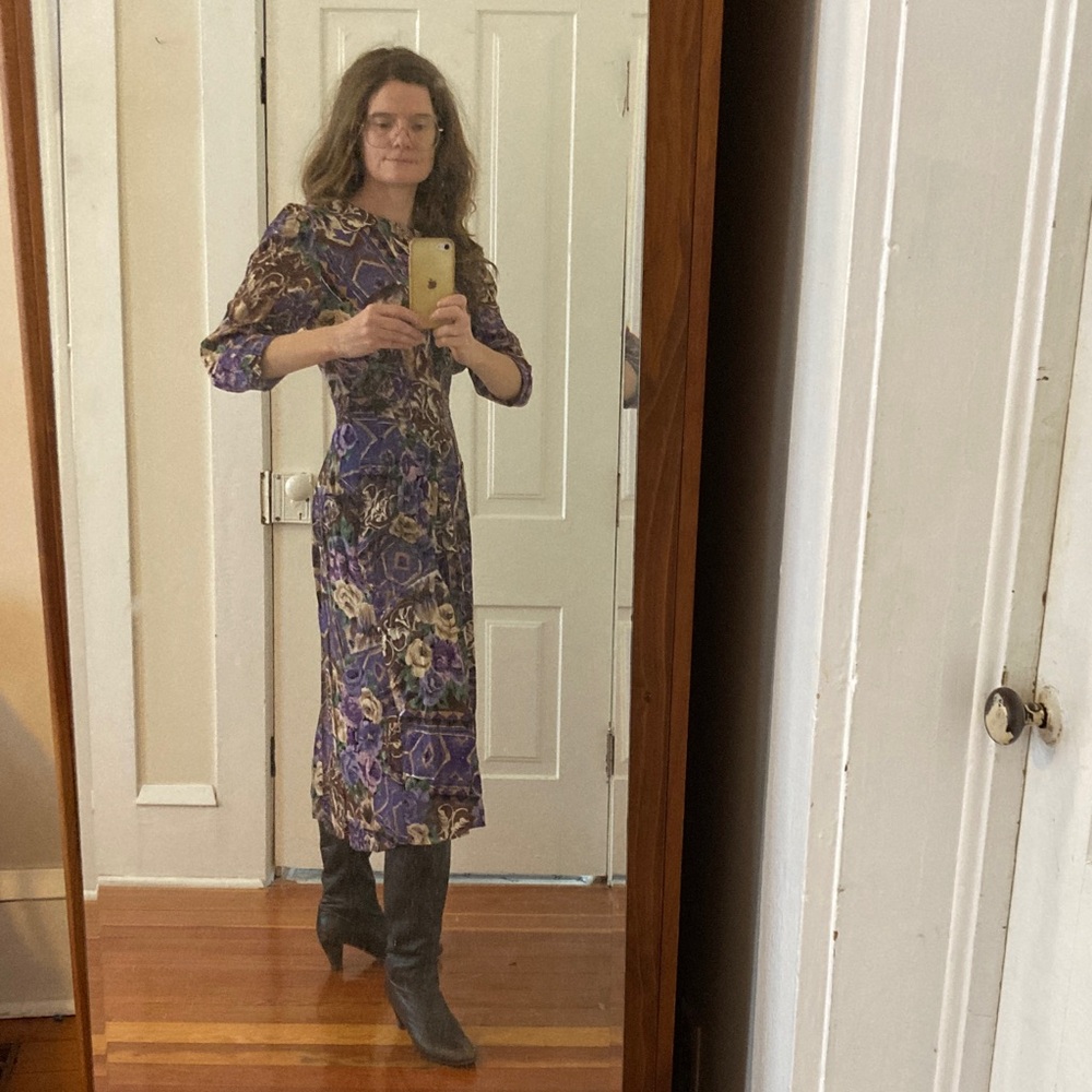 Vintage Casual Corners 90s 80s Floral Dress Teachercore Purple 8